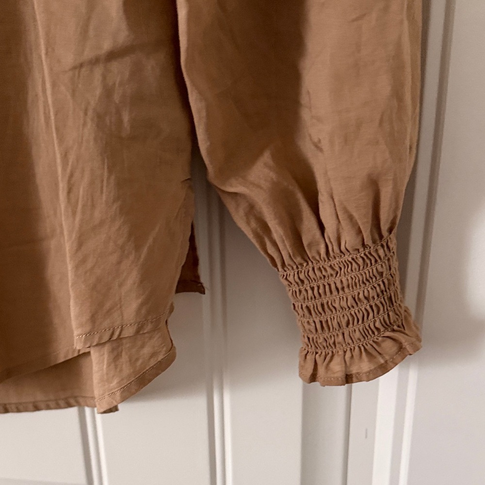 Veronica Beard Camel Blouse with Ruffle Detail - Picture 3 of 5